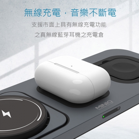 【好買點數放大】MINIQ 3in1 22.5W 鋁合金磁吸無線充電器（手機/手錶/耳機）