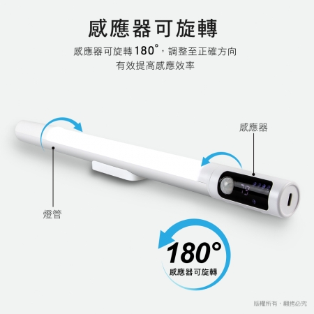 aibo 數位顯示 長效續航充電磁吸式 LED感應燈（三色光）
