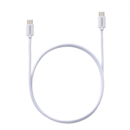 ADATA 威剛 USB-C to USB-C 1M 編織充電線 傳輸線 100W 支援PD/QC快充 白色（AD-C2C-1M-W）
