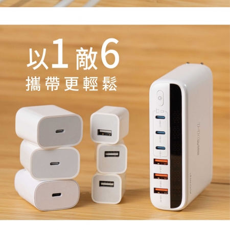 JWAY 智慧顯示140w氮化鎵6孔快充 JY-GAN140W