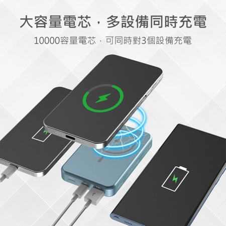 MINIQ 數顯鋁合金/10000Mah/15W磁吸式無線閃充行動電源（台灣製造）MD-BP074-Qi