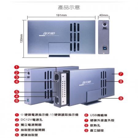 伽利略 325-5G USB3.2 5G 2.5/3.5 SSD & SATA 抽取式硬碟外接盒