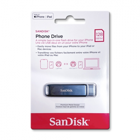 SanDisk Phone Drive 128G 蘋果 / 安卓 Type-C OTG 旋轉 金屬 隨身碟（SD-IXD0N-128G）