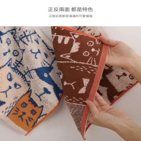 【星紅織品】可愛胖胖貓雙面圖案純棉浴巾
