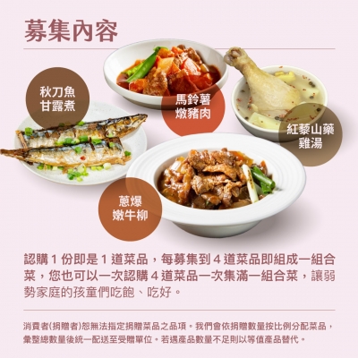 NPO channel 集食送愛《為成長孩童的營養均衡》菜品聯合募集 （購買者不會收到商品） 愛心募集捐贈