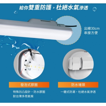 DanceLight 舞光 單入組 2尺 18W LED 鯨魚防潮燈 防潮燈座  IP66 吸吊兩用 最多可串接4組