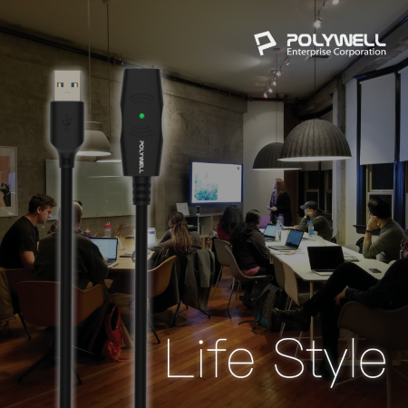 POLYWELL USB3.0 Type-A公對A母 20米 5Gbps 主動式增益延長線 寶利威爾 台灣現貨