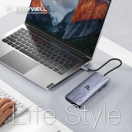 POLYWELL Type-C 十一合一多功能集線器 HUB 100W快充 5G HDMI RJ45 寶利威爾 台灣現貨