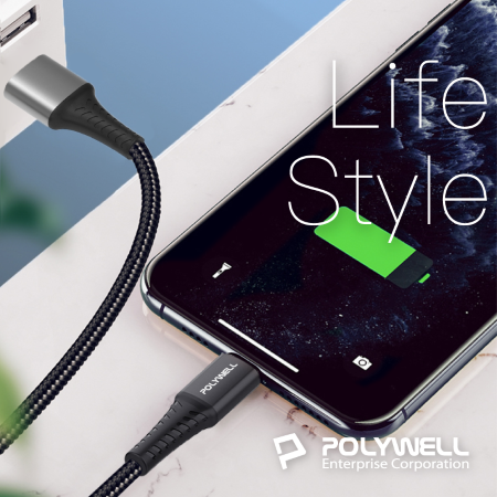 POLYWELL USB To Type-C 編織充電線 2米 適用安卓手機 行動電源 寶利威爾 台灣現貨