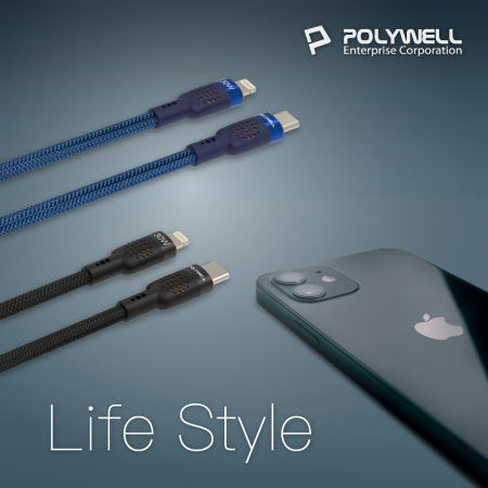 POLYWELL Type-C To Lightning 30W PD散熱洞洞快充線 1米 適iPhone 寶利威爾 台灣現貨
