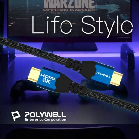 POLYWELL HDMI線 2.1認證線 8K60Hz 4K160Hz 發燒線 鋁合金編織線 1米 寶利威爾 台灣現貨