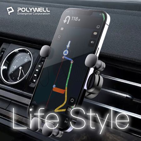 POLYWELL 車用手機重力支架 自動開合 可單手操作 鷹嘴式出風口夾 適用iPhone 安卓手機 寶利威爾 台灣現貨