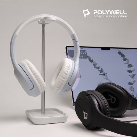 POLYWELL 耳罩式耳機支架 鋁合金製 穩固支撐 可拆卸收納 耳機收納架 寶利威爾 台灣現貨