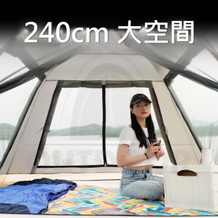 【Wild Summer】多人全自動速開天幕大帳篷240x240cm｜秒開帳篷｜贈防潮墊 & 收納袋｜簡易速開｜防水｜露營野餐必備
