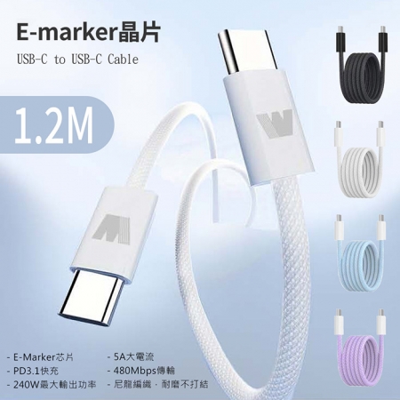 KooPin 45W氮化鎵雙孔PD＋QC充電器＋雙頭Type-C E-marker晶片 快充線（1.2M）