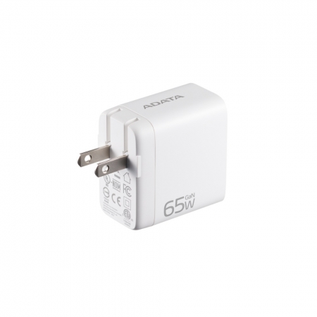 ADATA 威剛 PD/QC 65W 快充 三孔 GaN 充電器 雙孔 Type-C ＋ Type-A 白色 （AD-U0653-W）