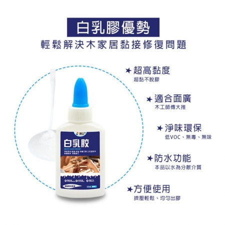 EZmakeit -BRJ（120ml）木工專用高黏度防水白膠-2入組