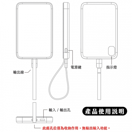【好買點數放大】KooPin 台灣製造 5000mAh 吸附式 Type-C自帶線快充行動電源