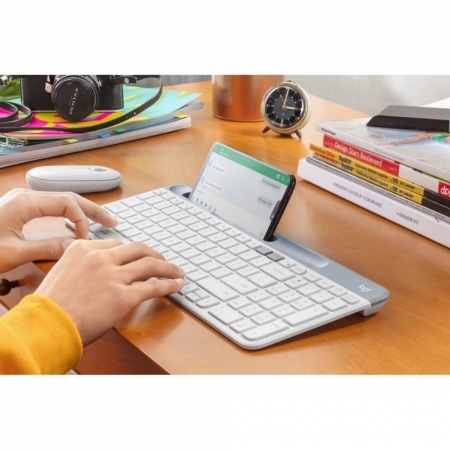 Logitech 羅技 K580 超薄 跨平台無線藍牙鍵盤 珍珠白（LOGI-580W0）