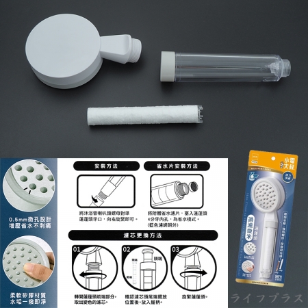 水電大叔/過濾微米蓮蓬頭x1支＋替換濾芯-2入x2組