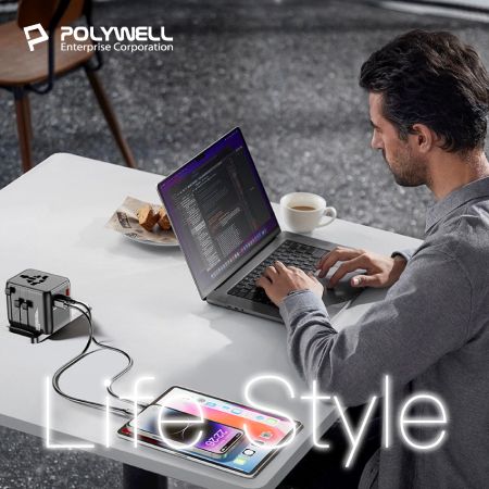 POLYWELL 多國旅行充電轉接頭 20W 雙AC插座＋雙C＋USB快充 萬國旅行充 BSMI免驗 寶利威爾 台灣現貨