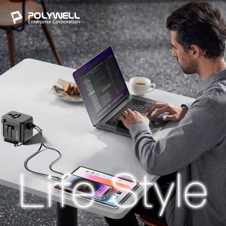 POLYWELL 多國旅行充電轉接器 45W雙AC插座＋3C＋2USB快充 萬國旅行充 BSMI免驗 寶利威爾 台灣現貨