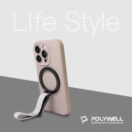 POLYWELL 磁吸手機支架 MagSafe 指環織帶 鋅合金製 角度可調 iPhone適用 寶利威爾 台灣現貨
