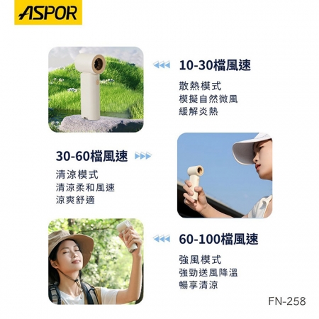 ASPOR Mini無段式渦輪風扇（手持式/登山扣/大容量電池/超長續航力）