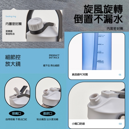 Kiyodo雙飲式水壺-1L-灰黑色X1支＋紫色X1支 （附吸管）