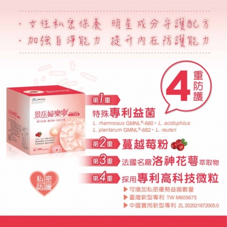 景岳婦樂寧益生菌膠囊 300顆/盒（台灣公司貨☆專利益菌＋蔓越莓＋洛神花萼）