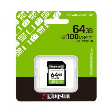 金士頓 64G Canvas Select Plus SDXC 相機記憶卡 UHS-I C10 公司貨（KT-SDCS3-64G）