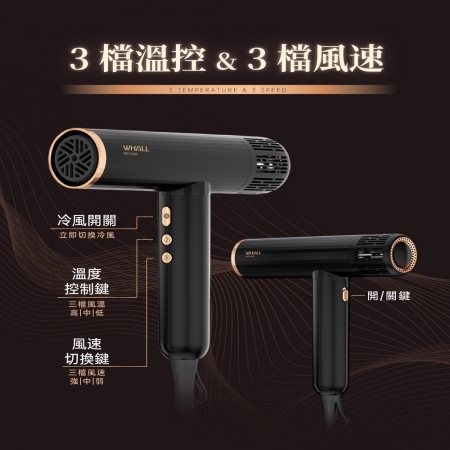 【WHALL】專業負離子吹風機 WD-1000