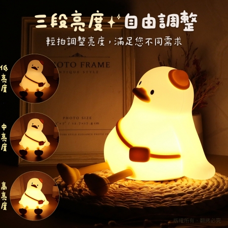 療癒系 郊遊鴨 充電拍拍小夜燈（三段光/定時）