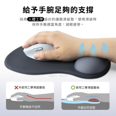 【好買點數放大】aibo 人體工學.貼合設計 舒壓護腕滑鼠墊