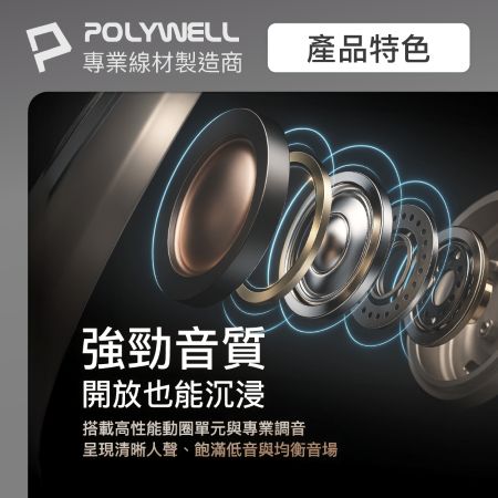 POLYWELL OWS開放式耳掛藍芽無線耳機 不入耳配戴舒適 觸控式操作 大音量 USB-C充電 寶利威爾 台灣現貨