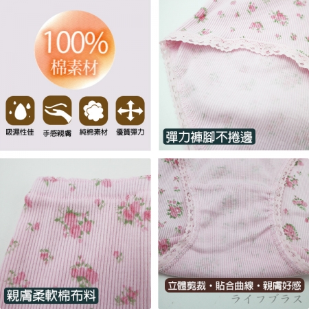 大尺碼純棉緹花高腰女內褲-8759-3件組