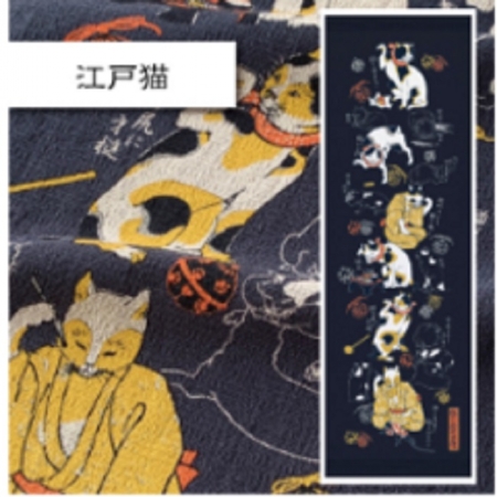 今治著色拔染毛巾-江戶貓/白兔