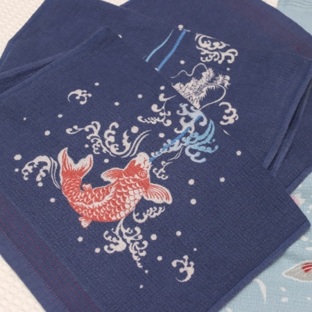 今治著色拔染毛巾-五鯉躍/魚躍瀑布