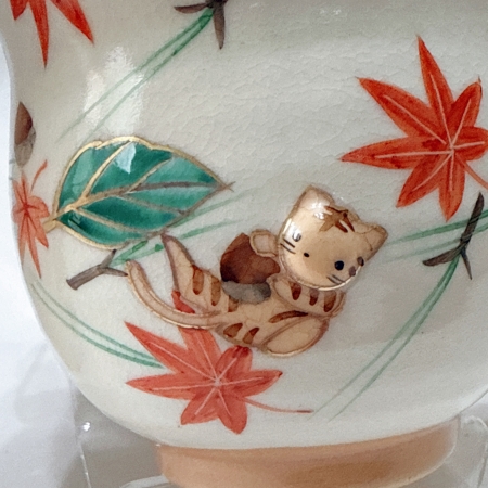 【京燒】手作立體馬克杯-秋與貓（銀杏紅葉）