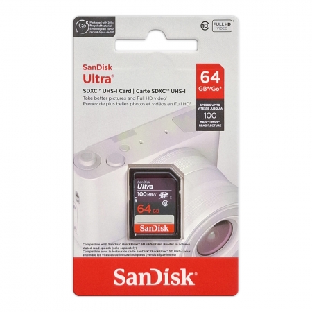SanDisk Ultra UHS-I 【64GB】 SDXC 記憶卡 讀取100M C10 公司貨（SD-SDU-NR-64G）