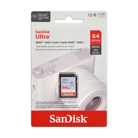 SanDisk Ultra 64GB SDXC C10 UHS-I 讀取速度高達140MB/s 相機記憶卡 公司貨（SD-SDUNB-64G）