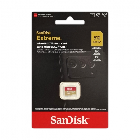 SanDisk Extreme A2 microSD UHS-I 512GB 記憶卡 U3 V30 讀取速度190MB/s （SD-SQXAV-512G）