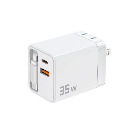 u-ta 頂規35W全能摺疊快充伸縮線充電器IC15 （自帶Type-C伸縮線 磁吸歸位）