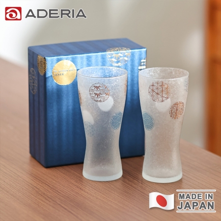 【ADERIA】日本製 吉祥丸紋啤酒杯對杯組 310ml