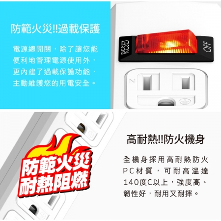 Qpower太順電業 太超值系列 TS-316B 3孔1切6座延長線-1.2米
