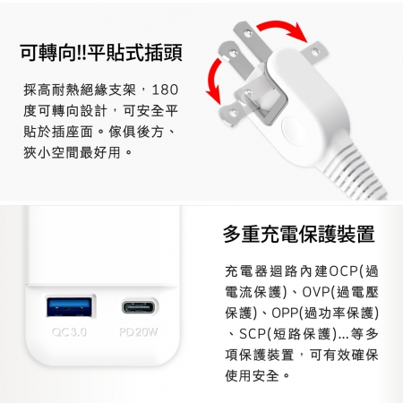 Tyson太順電業 213DC PD快充20W延長線（2孔1切3座＋PD＋QC3.0）-0.9M