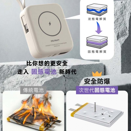 【好買點數放大】Polybatt 台灣製造 10000mAh 防爆固態行動電源 （CCC/雙PD快充/磁吸/自帶線） H20