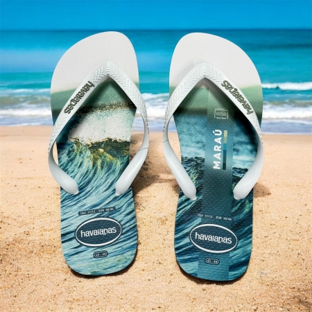 【哈瓦士havaianas】 巴西人字拖  男款 Top Surfer/馬拉烏海邊（白）
