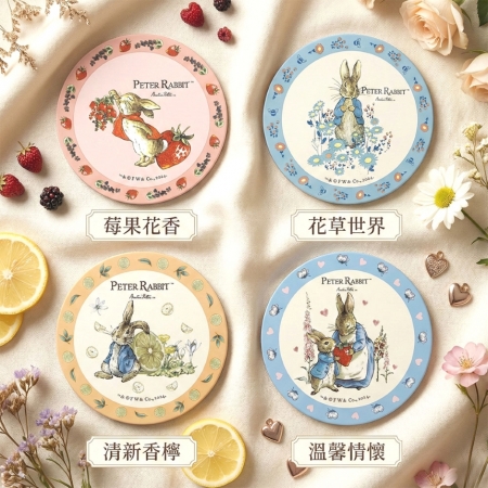 【PETER RABBIT 比得兔】陶瓷吸水杯墊4入組 （4款圖案:花草世界/莓果花香/溫馨情懷/清新香檸）