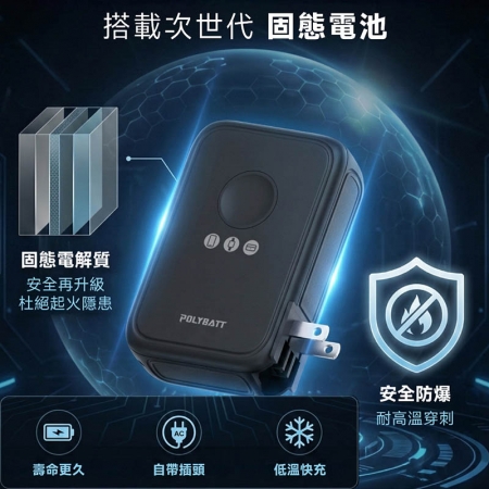 POLYBATT 台灣製造 X3防爆固態 20W八合一行動電源10000mAh（CCC認證/快充/磁吸）